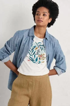 Tops<Seasalt Cornwall Printing Ink Organic Cotton T-Shirt Painted Kelp Chalk