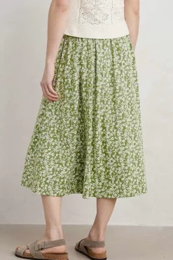 Skirts<Seasalt Cornwall Ready Sail Printed Jersey Midi Skirt Campion Vines Dill
