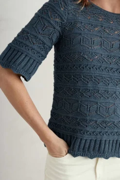 Knitwear<Seasalt Cornwall River Cross Pointelle Knit Top Light Squid