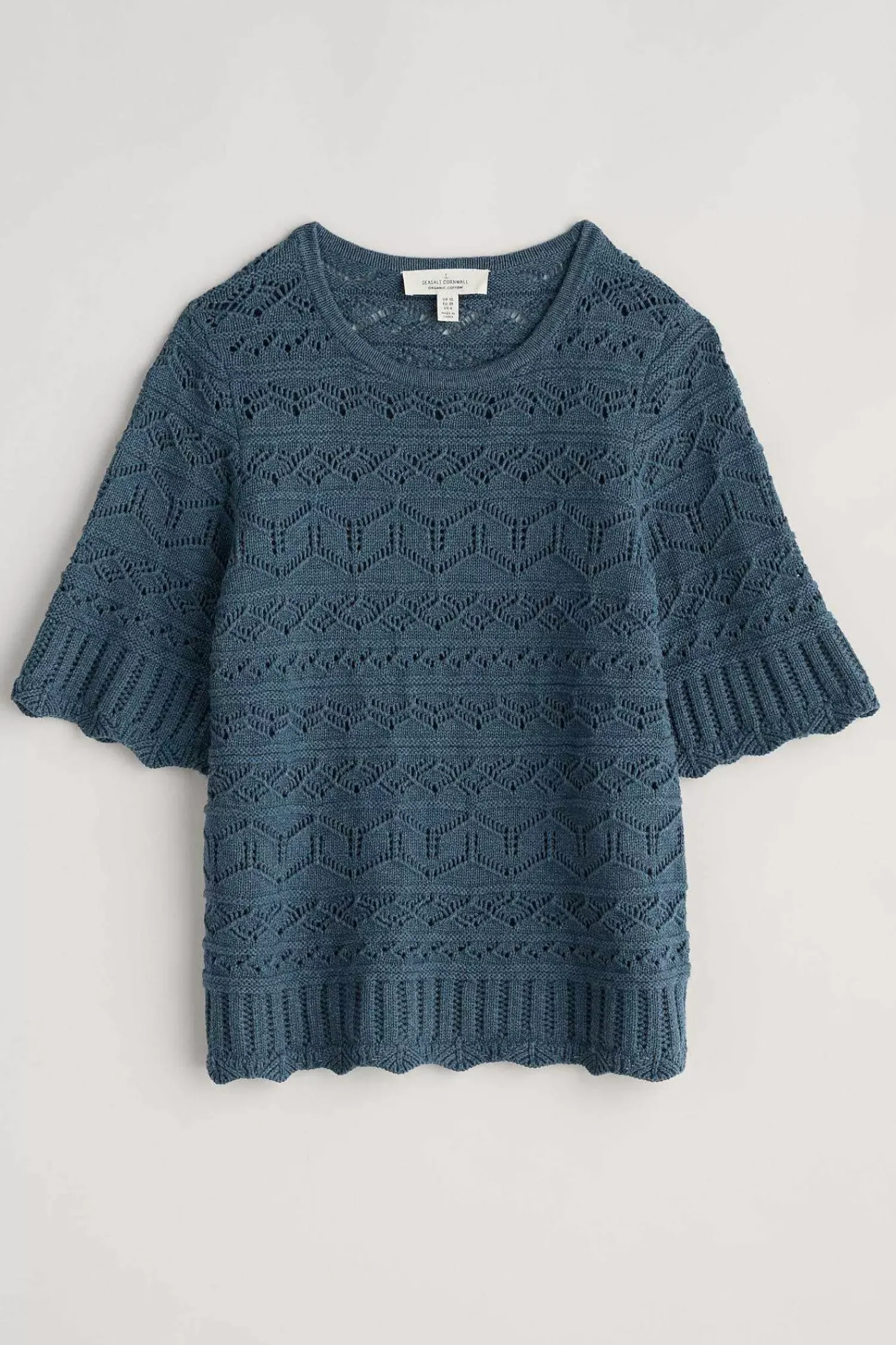 Knitwear<Seasalt Cornwall River Cross Pointelle Knit Top Light Squid