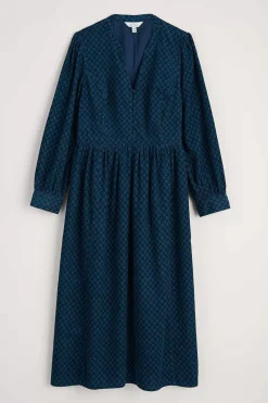 Dresses<Seasalt Cornwall Rose Cottage Printed Cord Midi Dress Patchwork Ditsy Maritime