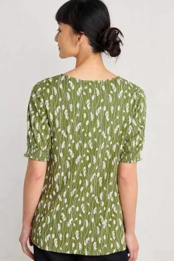 Tops<Seasalt Cornwall Rosehip V-Neck Jersey Top Dried Grass Dark Citron