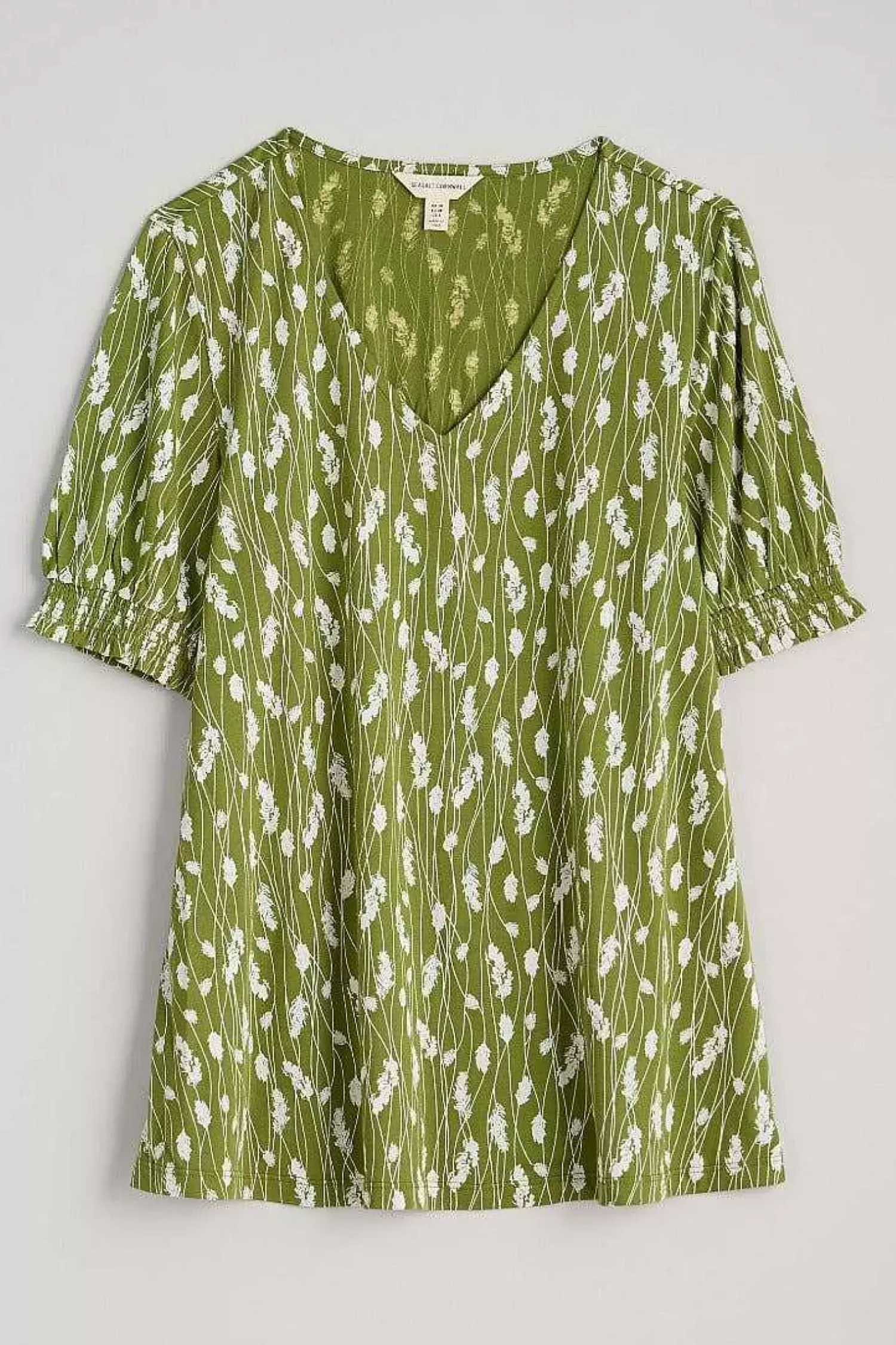 Tops<Seasalt Cornwall Rosehip V-Neck Jersey Top Dried Grass Dark Citron