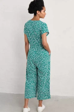 Dresses<Seasalt Cornwall Rose Trellis Wide Leg Jumpsuit Kelp Stamp Helford