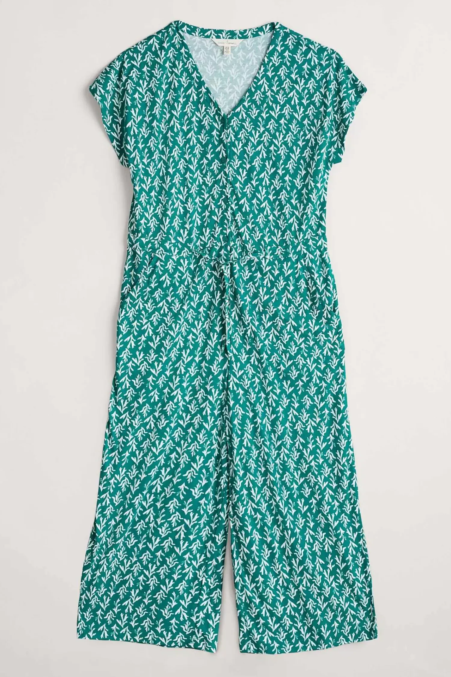 Dresses<Seasalt Cornwall Rose Trellis Wide Leg Jumpsuit Kelp Stamp Helford
