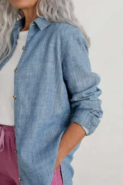 Tops<Seasalt Cornwall Sailmaker Chambray Shirt Mid Wash Sand