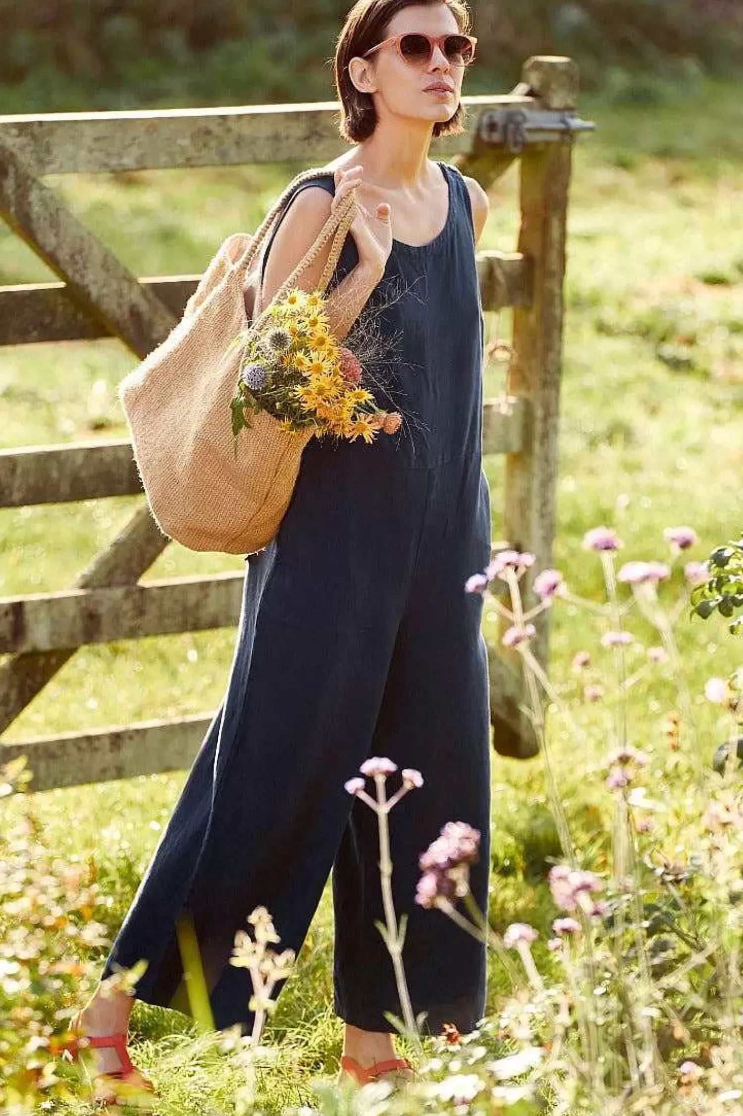 Trousers & Shorts<Seasalt Cornwall Salt Air Linen Jumpsuit Maritime