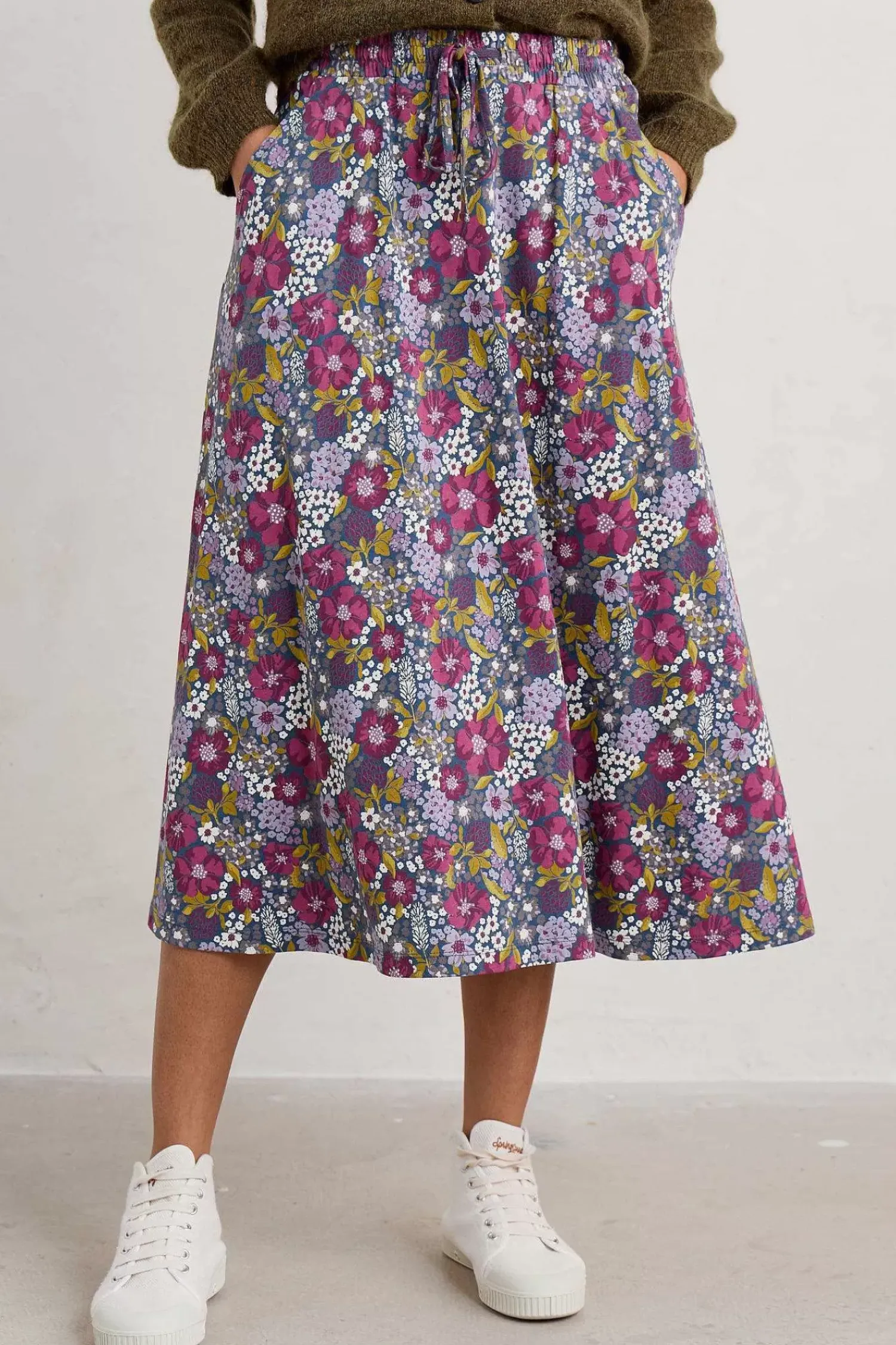 Skirts<Seasalt Cornwall Script Editor Midi Skirt Dense Floral Squall