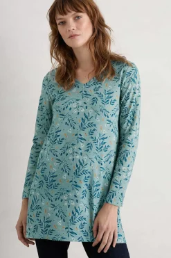 Tunics<Seasalt Cornwall Sea Cruise V-Neck Tunic (Gots) Glazed Foliage Sea Holly