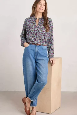 Tops<Seasalt Cornwall Sea Flow Printed Top Floral Moor Maritime