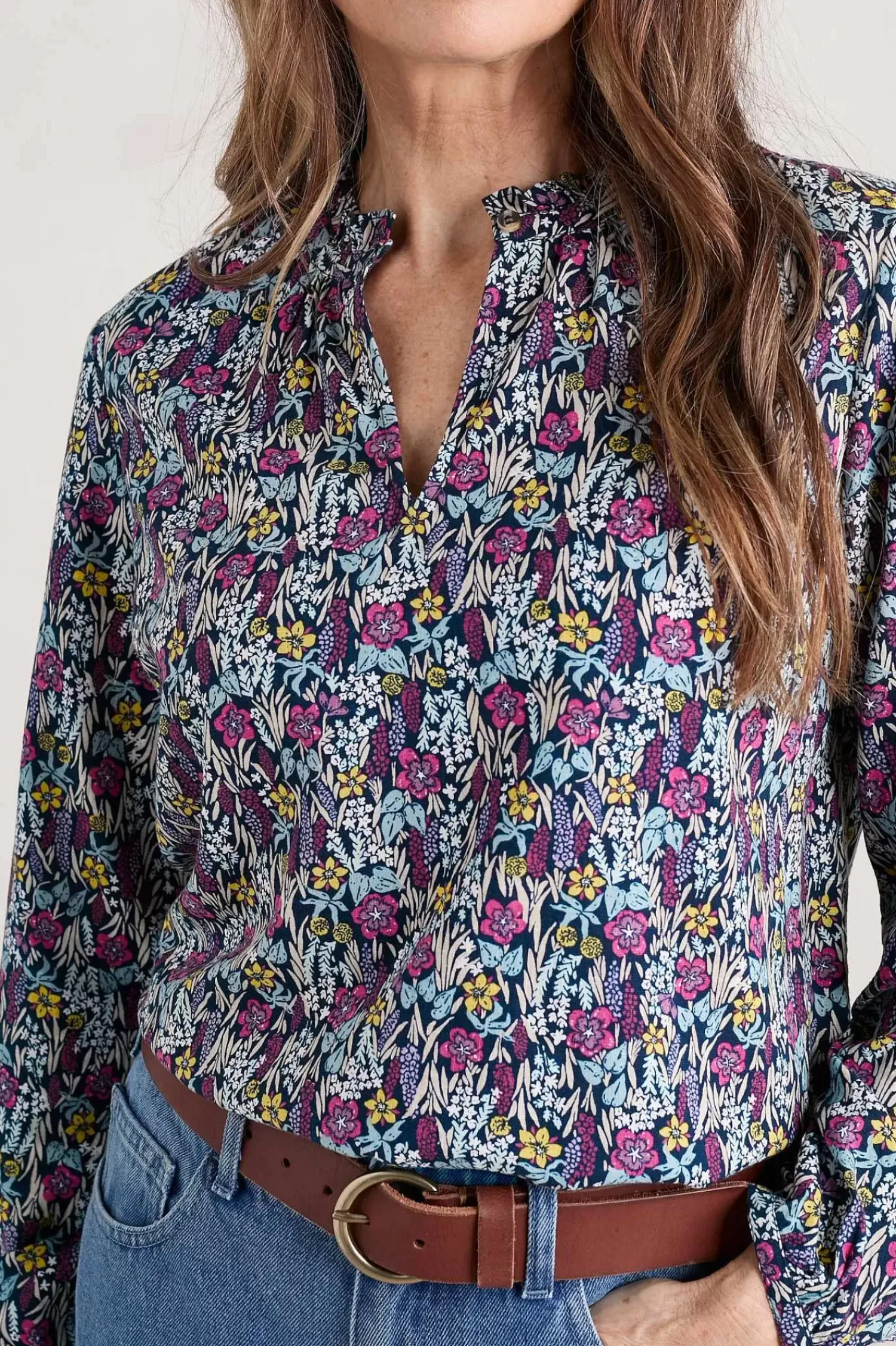 Tops<Seasalt Cornwall Sea Flow Printed Top Floral Moor Maritime