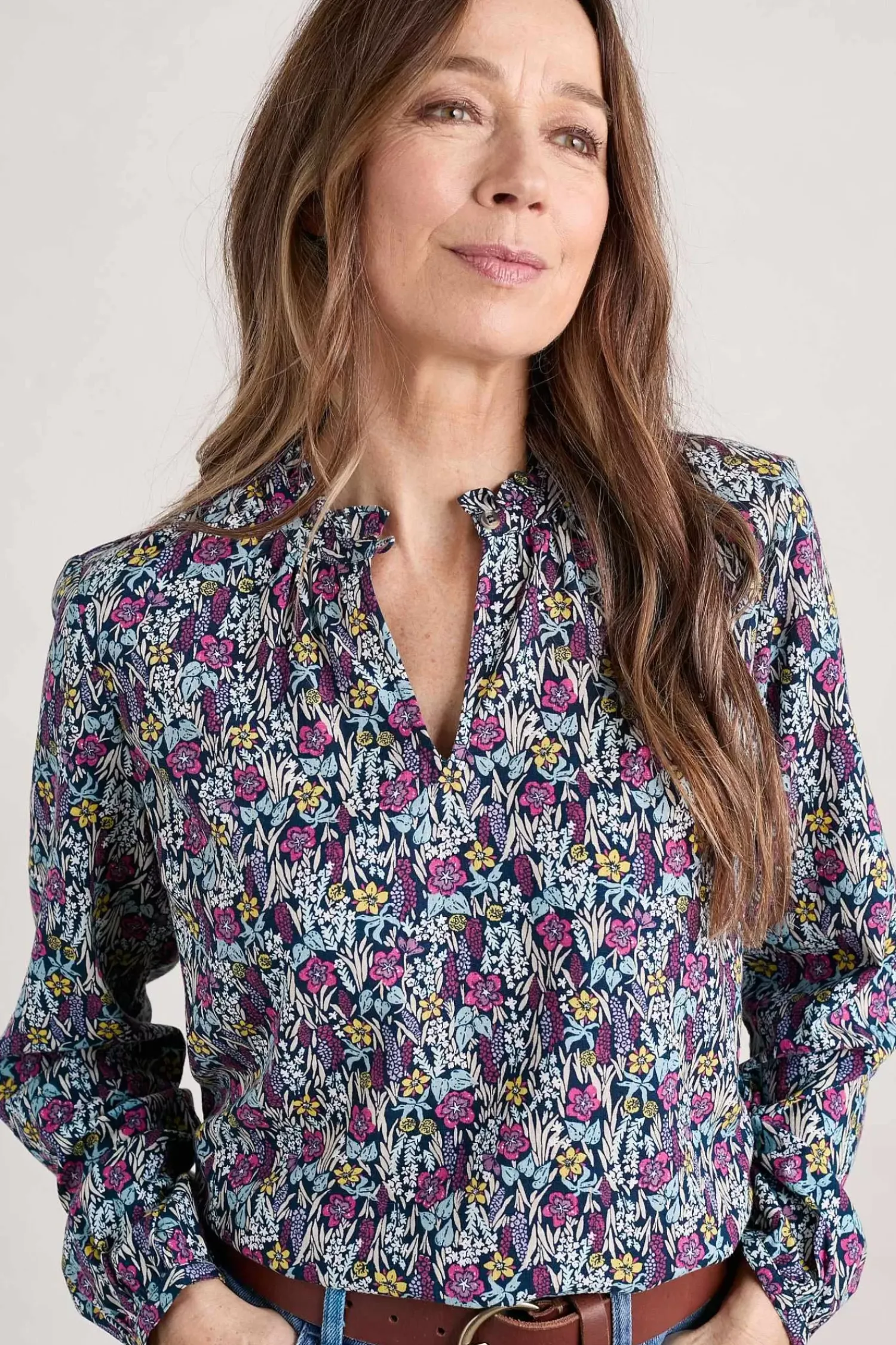 Tops<Seasalt Cornwall Sea Flow Printed Top Floral Moor Maritime