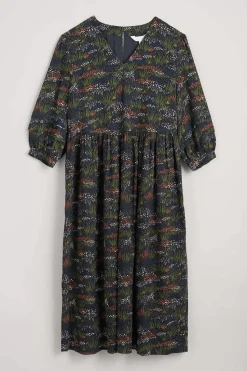 Dresses<Seasalt Cornwall Sea Line Midi Dress Moor Meadow Onyx