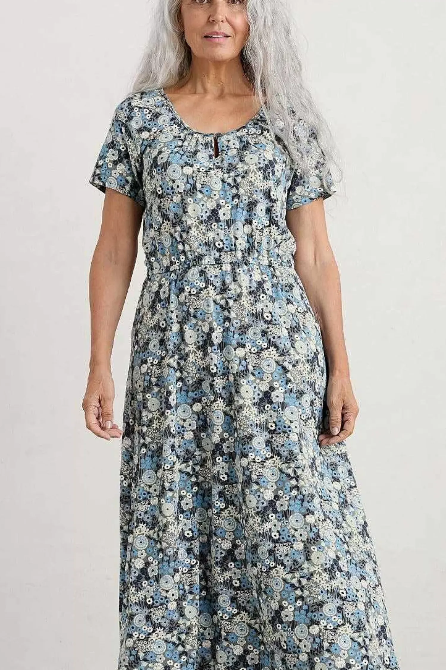 Dresses<Seasalt Cornwall Sea Studio Short Sleeve Dress Companion Border Light Nickel