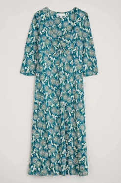 Dresses<Seasalt Cornwall Secret Cove 3/4 Sleeve Midi Dress Dandelion Seed Seaway