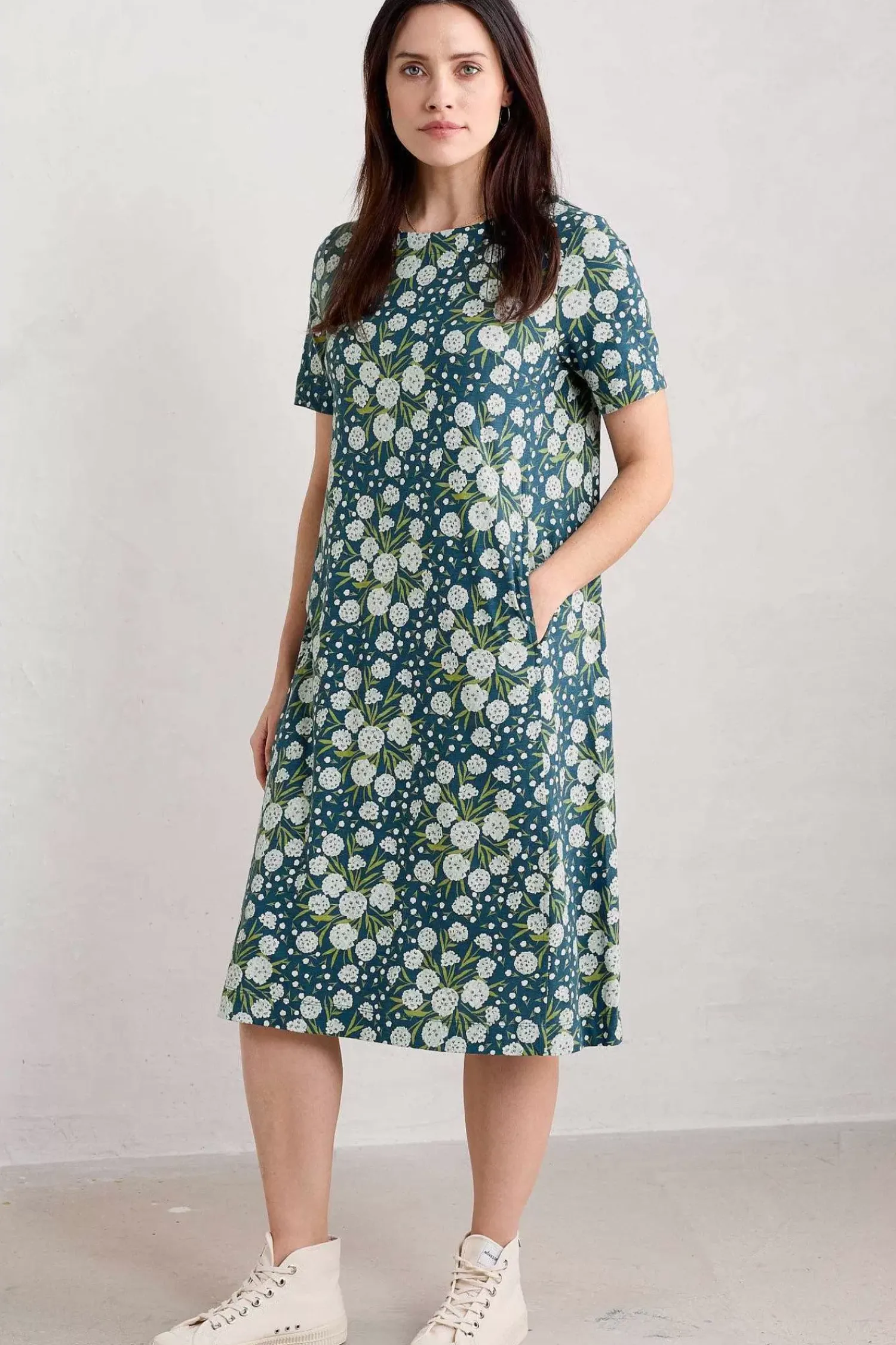 Dresses<Seasalt Cornwall Short-Sleeved Pipers Dress Thrift Bouquet Light Squid