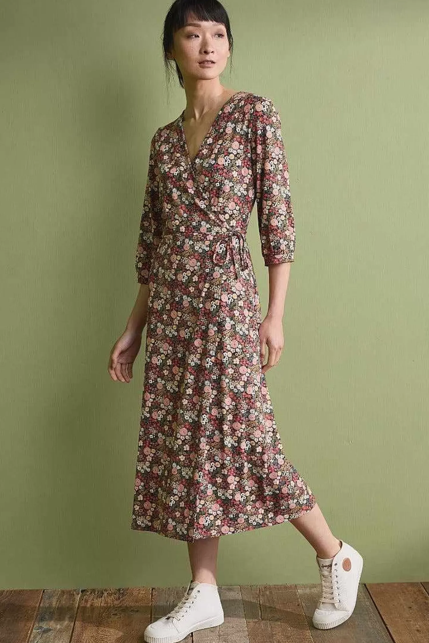 Dresses<Seasalt Cornwall Sowena Jersey Wrap Dress Companion Border Terracotta
