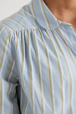 Tops<Seasalt Cornwall Spiral Flight Striped Shirt (Gots) Cornflower Blue Fog