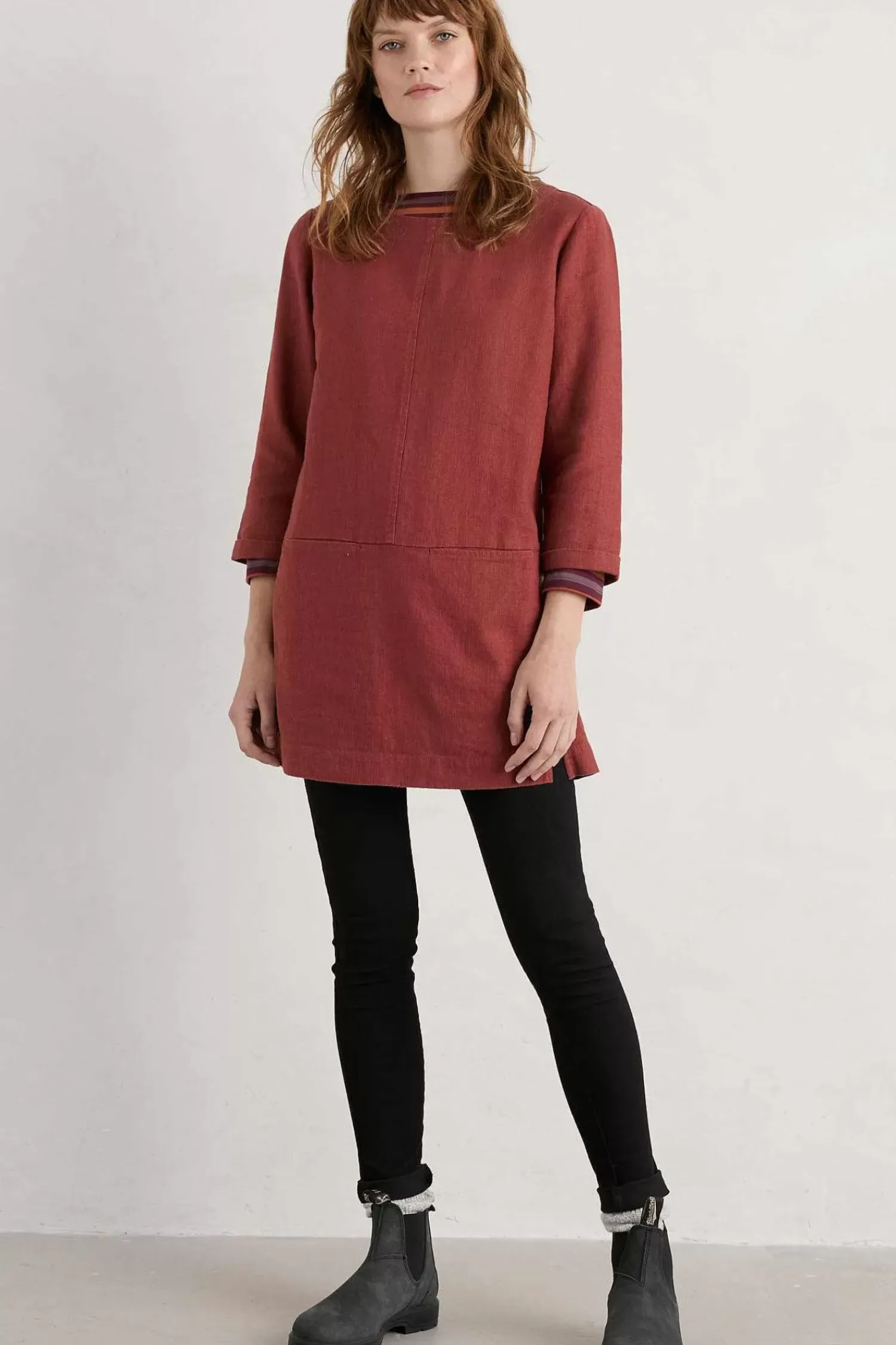 Tunics<Seasalt Cornwall St Agnes Clay Ramie-Blend Tunic Burgundy