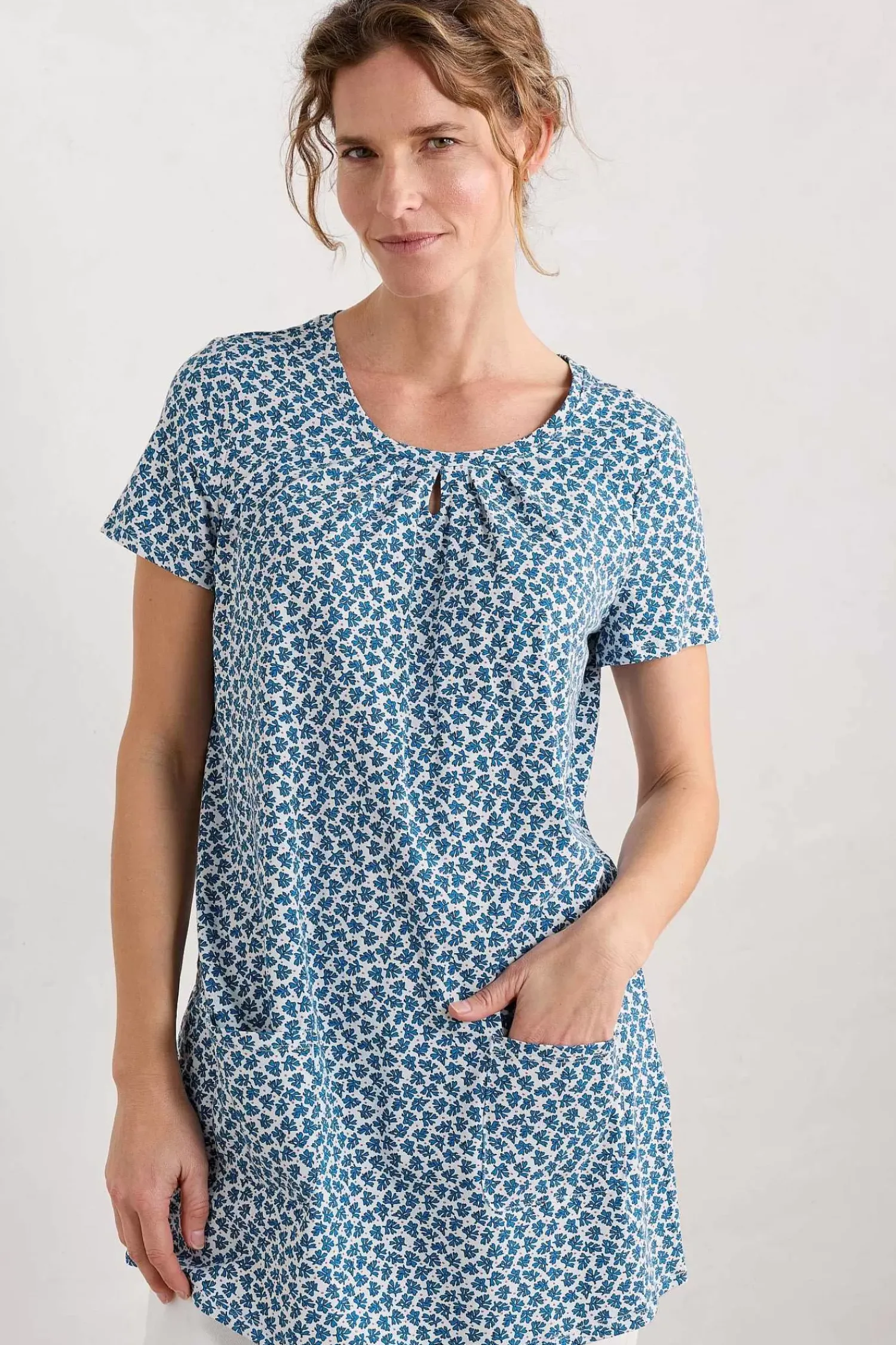 Tunics<Seasalt Cornwall Star Dance Short Sleeve Tunic Seaweed Frond Chalk