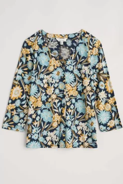 Tops<Seasalt Cornwall Studio Glass 3/4 Sleeve Top Floral Terrain Maritime
