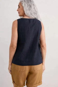 Tops<Seasalt Cornwall Sunlit Seagrass Linen Vest Maritime