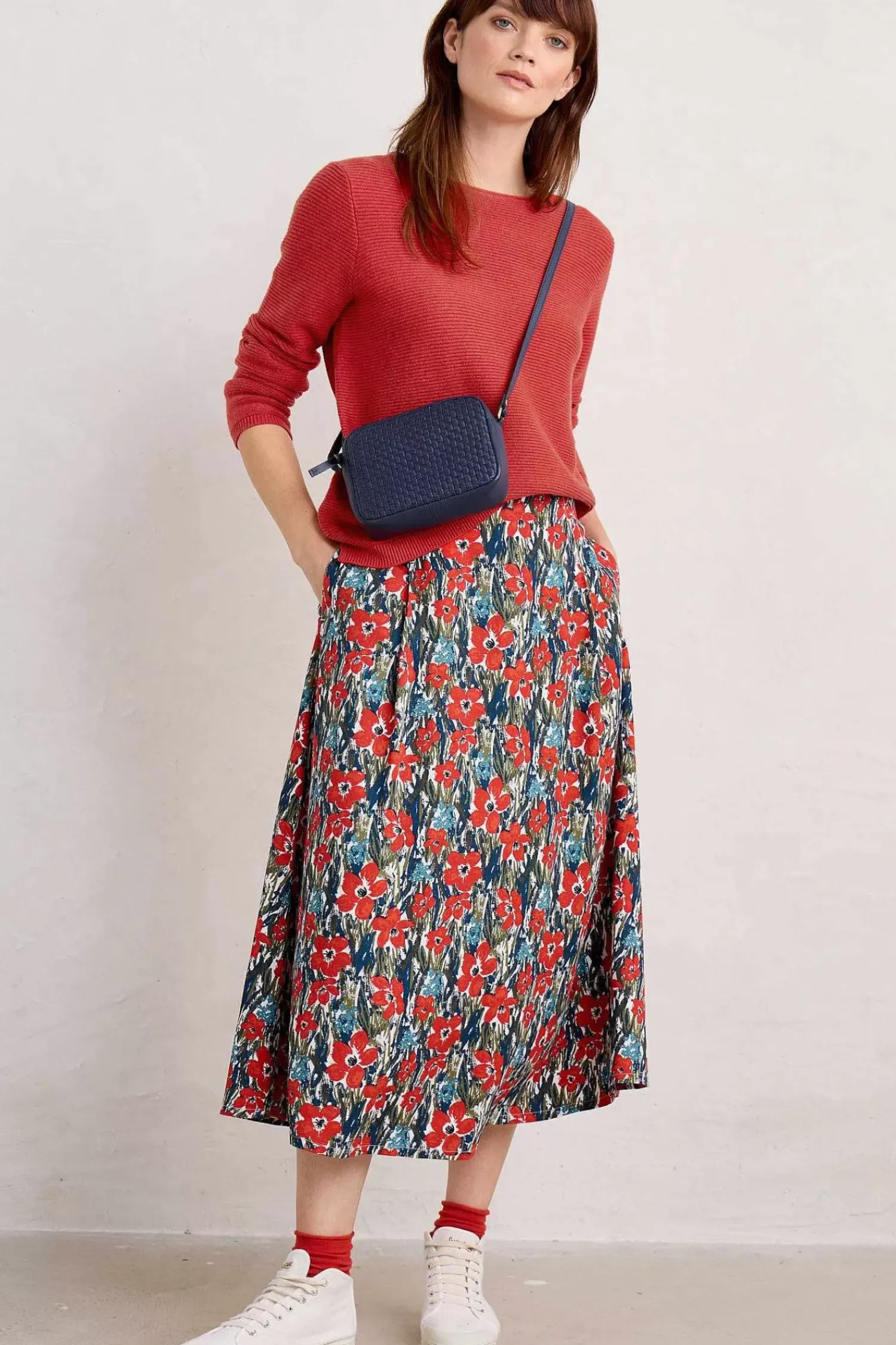 Skirts<Seasalt Cornwall Swallow Hill Printed A-Line Skirt Marsh Marigold Chalk