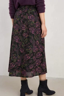 Skirts<Seasalt Cornwall Tawny Owl Midi Skirt Tapestry Bloom Grape