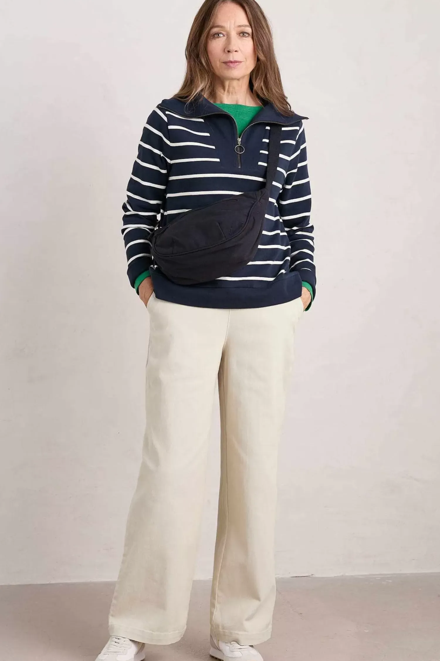 Tops<Seasalt Cornwall Tideline Collared Sweatshirt Amaranthe Maritime Chalk