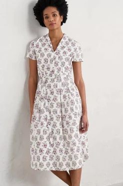 Dresses<Seasalt Cornwall Top Terrace Fit-And-Flare Dress Ink Stamp Floral Chalk