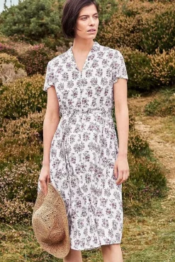 Dresses<Seasalt Cornwall Top Terrace Fit-And-Flare Dress Ink Stamp Floral Chalk