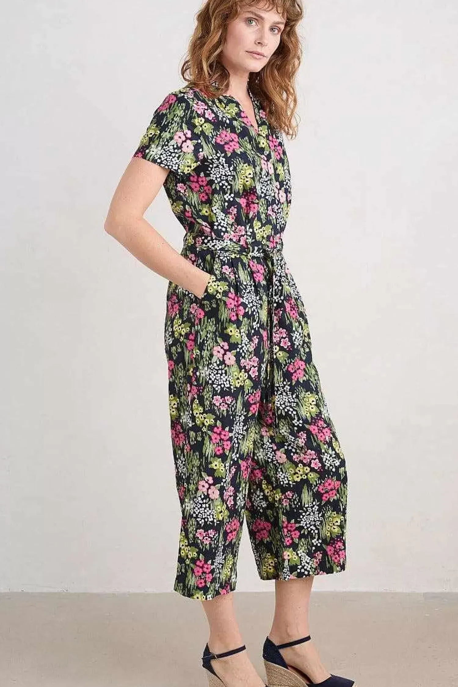 Trousers & Shorts<Seasalt Cornwall Treen Cove Linen Jumpsuit Painterly Field Maritime