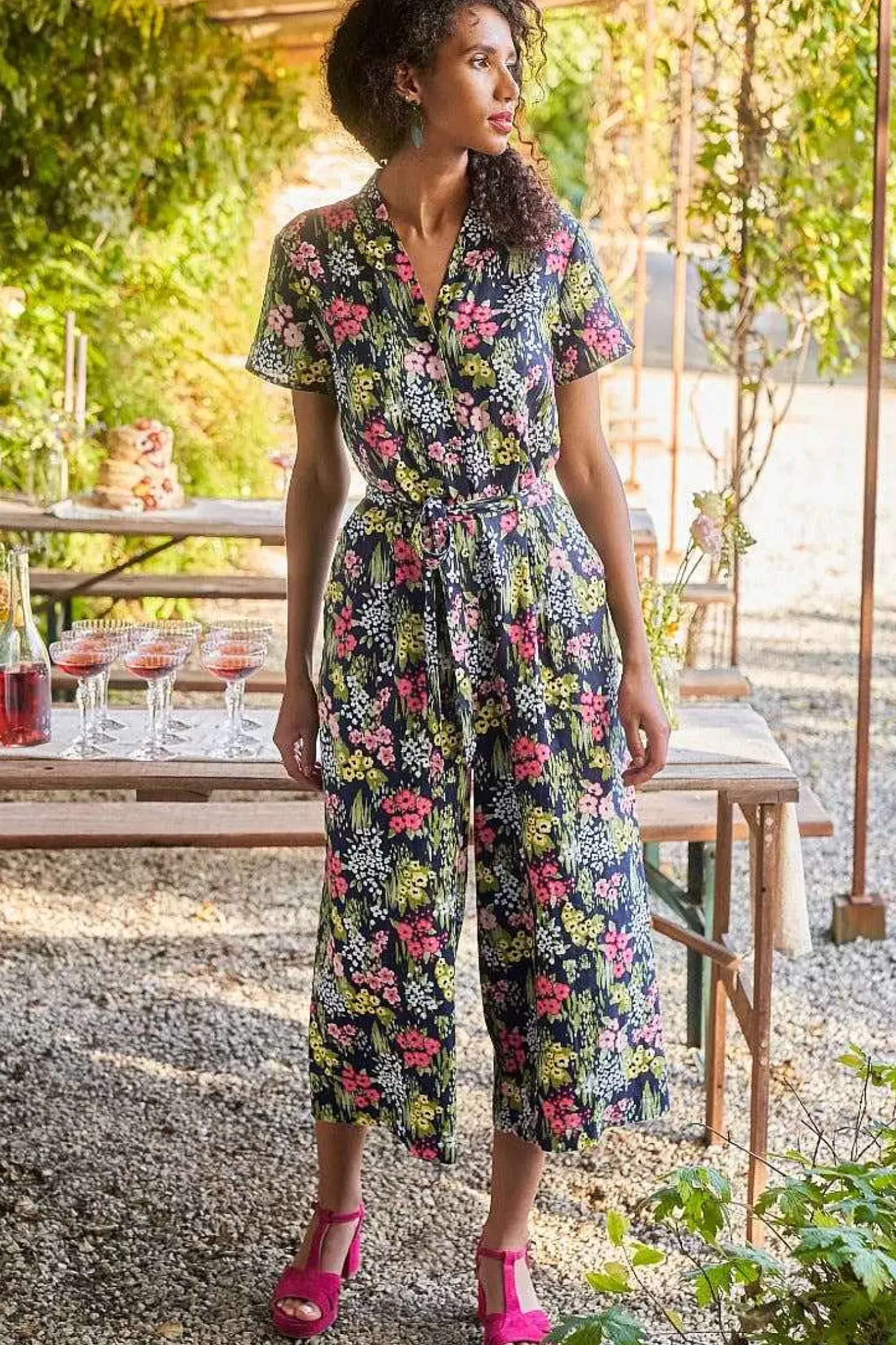 Trousers & Shorts<Seasalt Cornwall Treen Cove Linen Jumpsuit Painterly Field Maritime