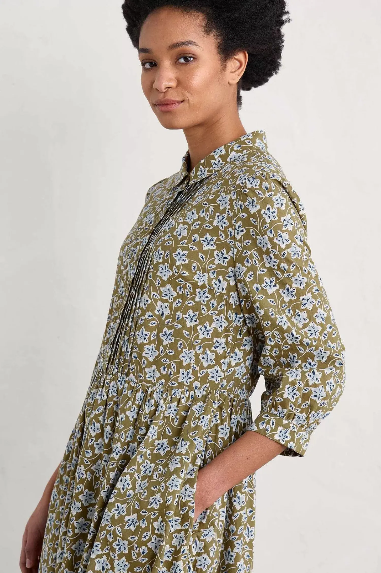 Dresses<Seasalt Cornwall 3/4 True Letter Dress Naive Carving Fern Moss