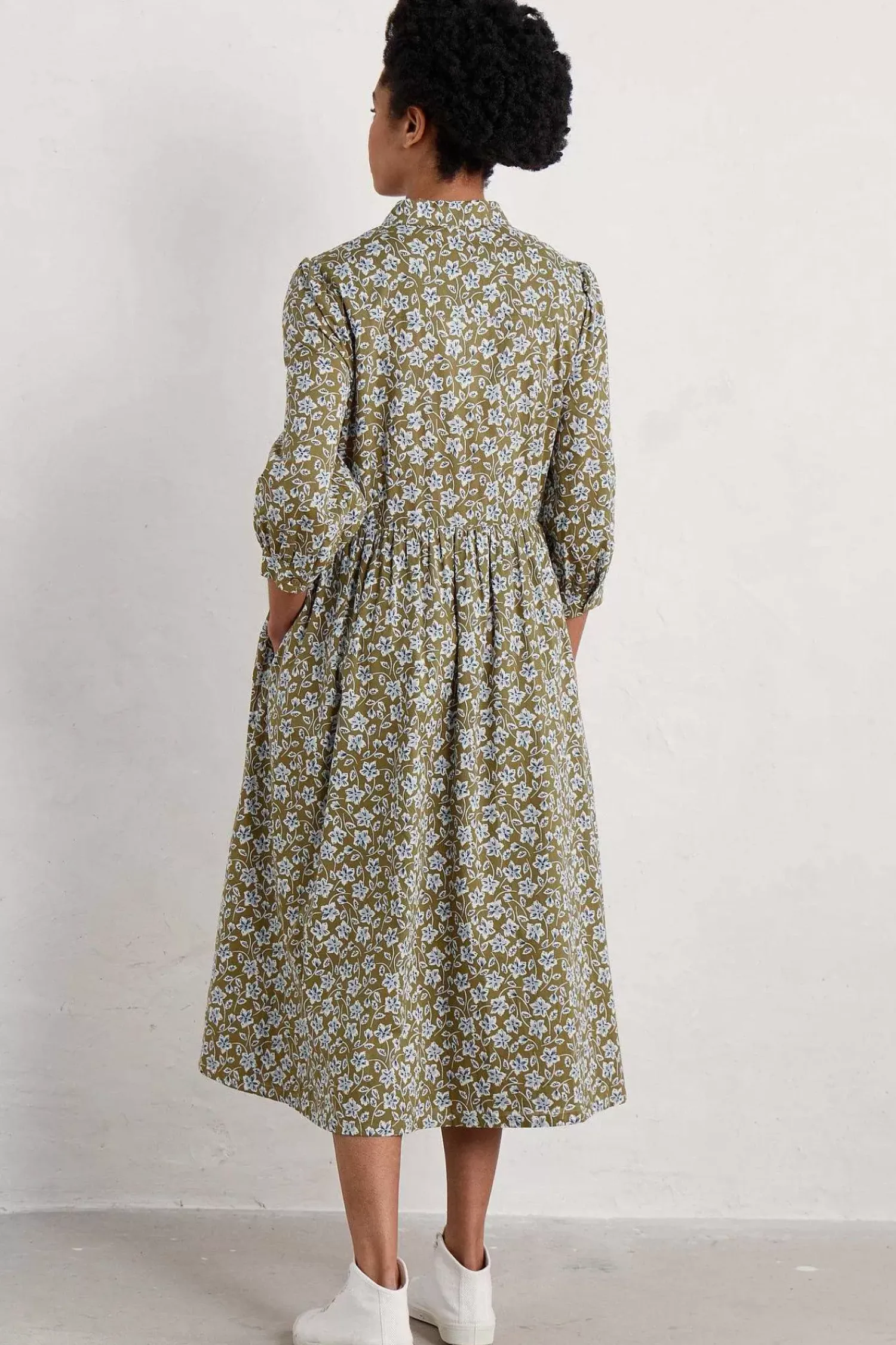 Dresses<Seasalt Cornwall 3/4 True Letter Dress Naive Carving Fern Moss