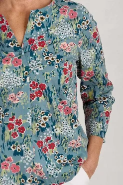 Tops<Seasalt Cornwall Watercolour Sketch 3/4 Sleeve Top (Gots) Painterly Field Wade