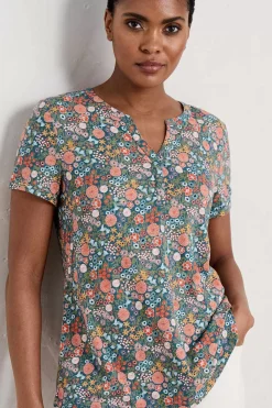 Tops<Seasalt Cornwall Waterflow Short Sleeve Top Companion Border Light Squid