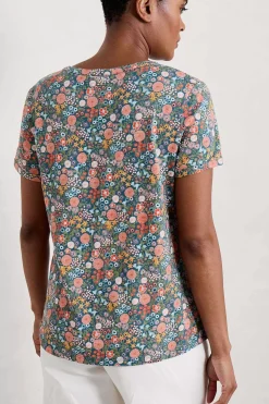 Tops<Seasalt Cornwall Waterflow Short Sleeve Top Companion Border Light Squid