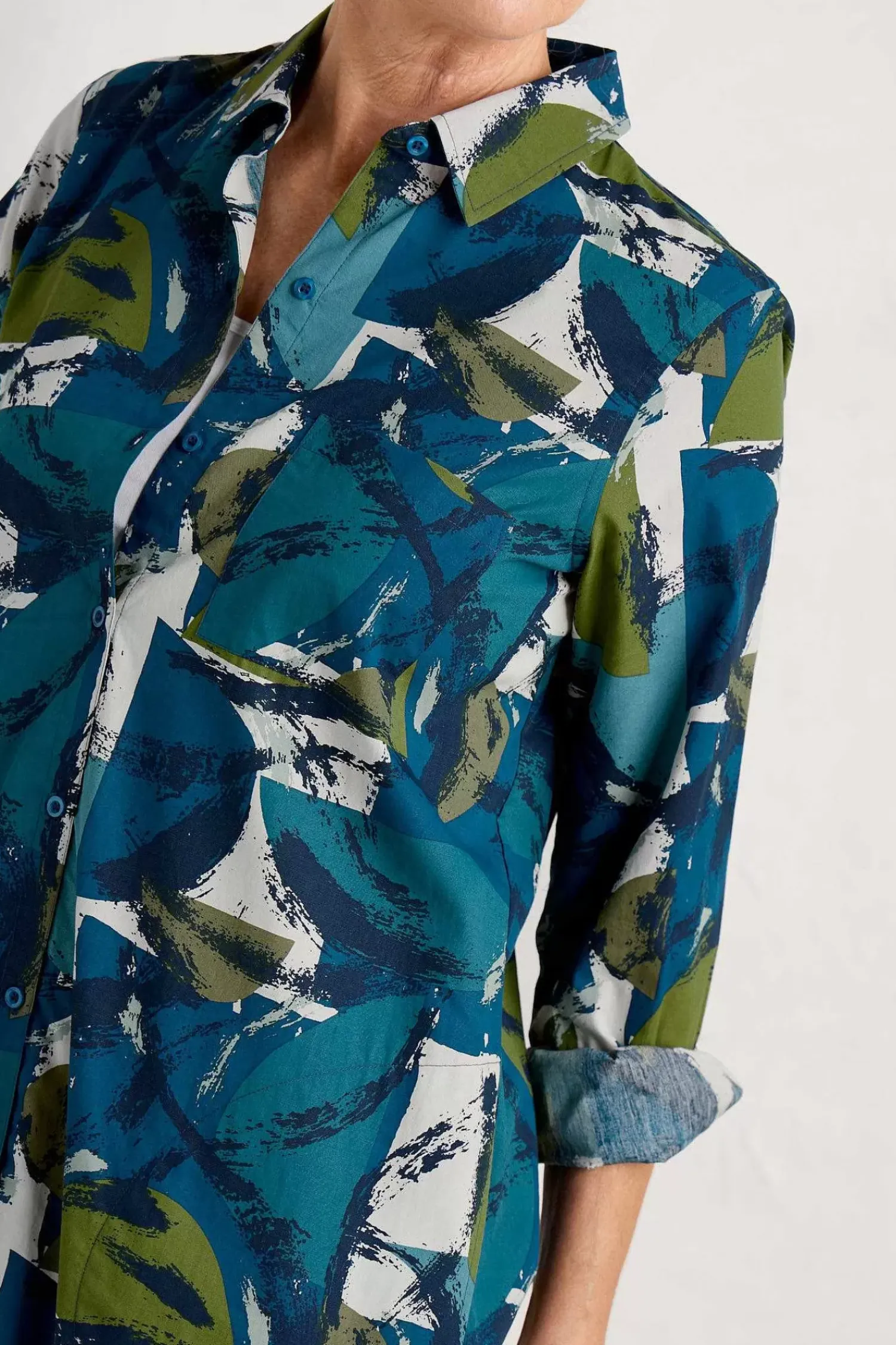 Tops<Seasalt Cornwall Waterworn Textured Longline Shirt (Gots) Moor Stacks Raincloud