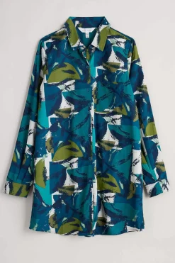 Tops<Seasalt Cornwall Waterworn Textured Longline Shirt (Gots) Moor Stacks Raincloud