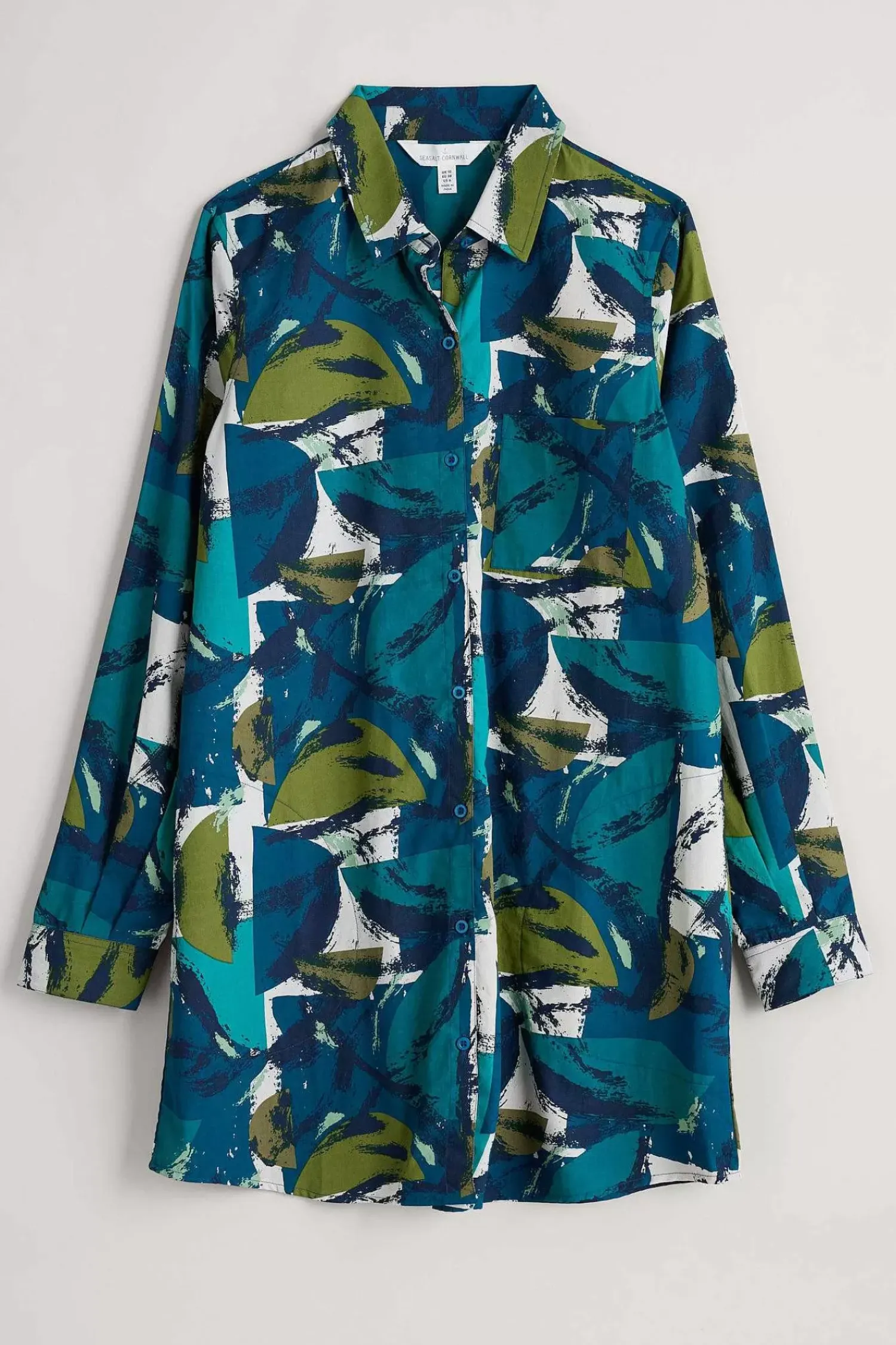 Tops<Seasalt Cornwall Waterworn Textured Longline Shirt (Gots) Moor Stacks Raincloud
