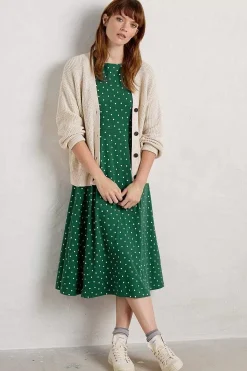 Dresses<Seasalt Cornwall Wild Bouquet 3/4 Sleeve Midi Dress Little Sponge Spot Copse