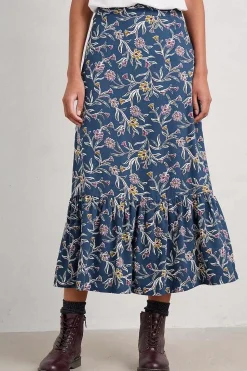 Skirts<Seasalt Cornwall Wildflower Field Tiered Midi Skirt Printed Plant Squall