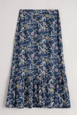 Skirts<Seasalt Cornwall Wildflower Field Tiered Midi Skirt Printed Plant Squall