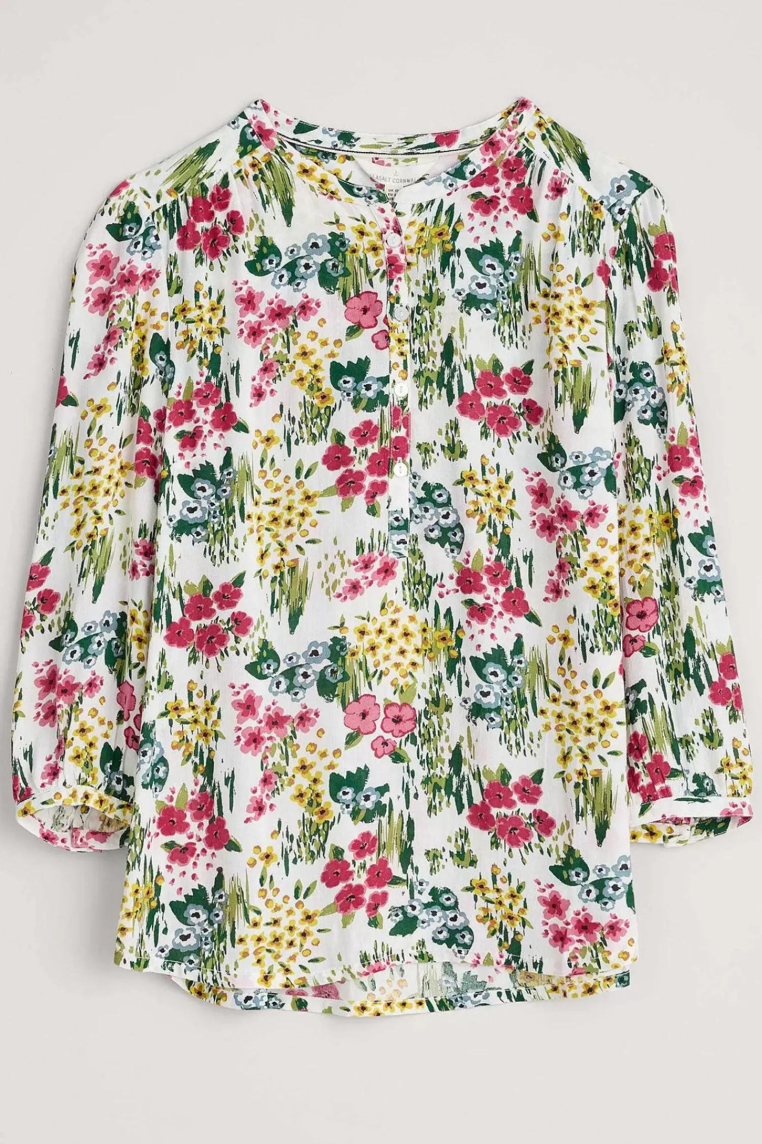 Tops<Seasalt Cornwall Willow Path 3/4 Sleeve Printed Shirt Painterly Field Chalk
