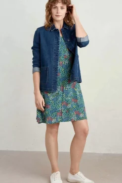 Dresses<Seasalt Cornwall Wilsey Empire Line Flared Sleeve Dress Coastal Meadow Light Squid