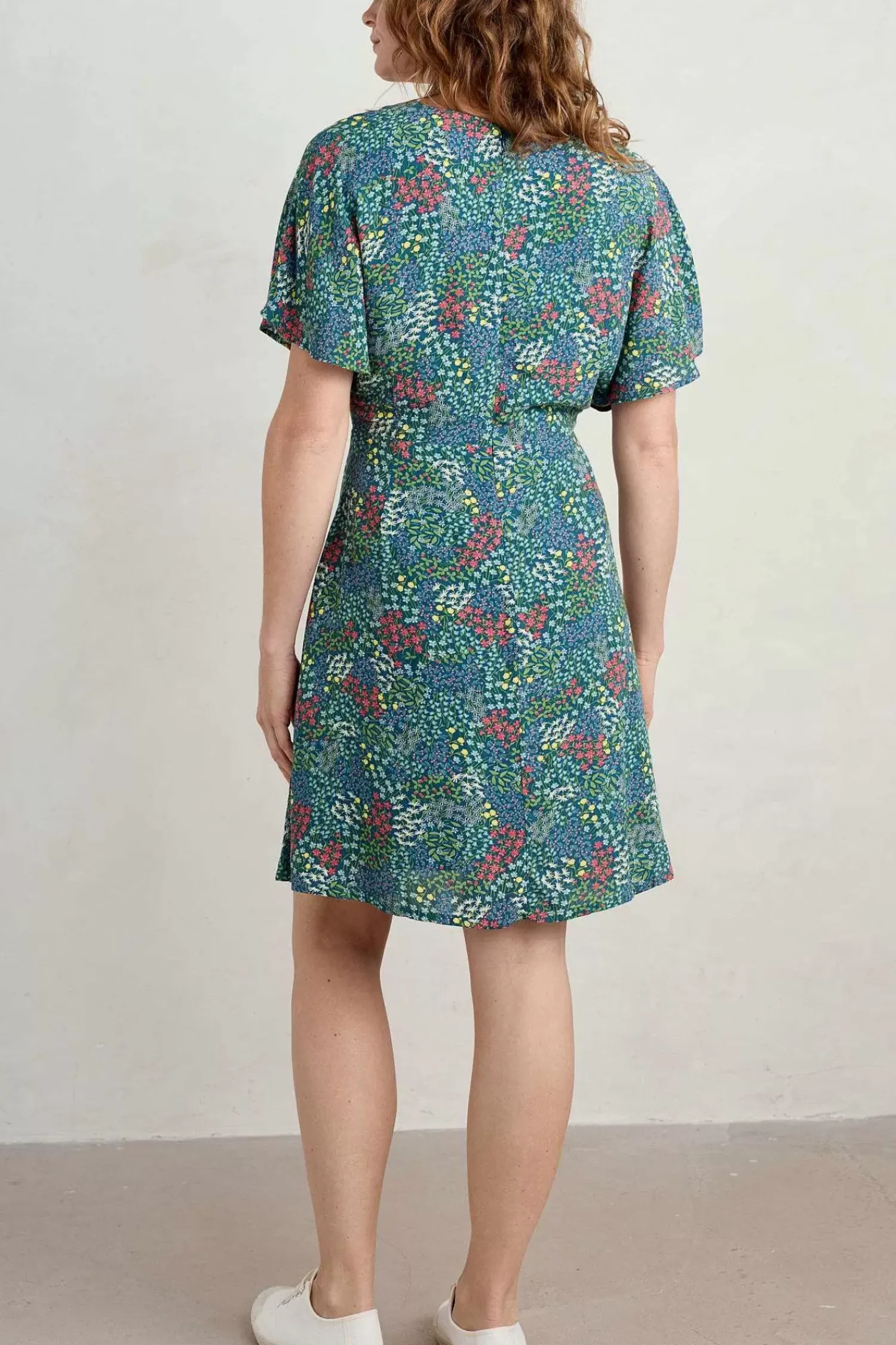 Dresses<Seasalt Cornwall Wilsey Empire Line Flared Sleeve Dress Coastal Meadow Light Squid