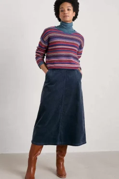 Skirts<Seasalt Cornwall Window Wren Cord Midi Skirt Maritime