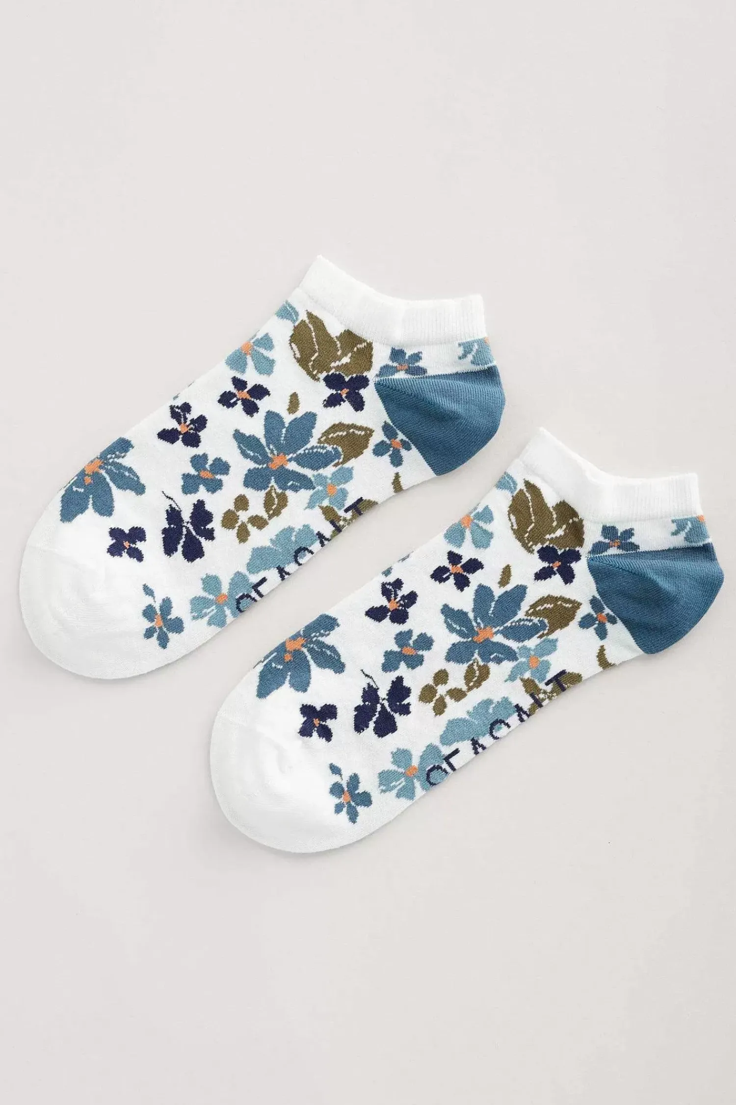 Socks & Tights<Seasalt Cornwall Women's Arty Organic Cotton Trainer Socks Celandine Clear Sky