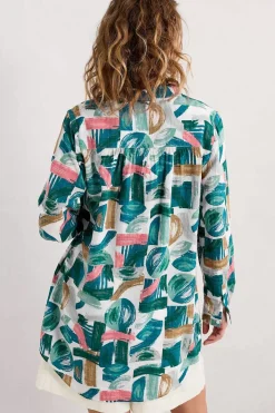 Tops<Seasalt Cornwall Wren Flutter Longline Shirt Driftwood Marks Chalk